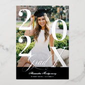 Minimal Modern Bold Graduation Year Photo Party 箔招待状 (正面)