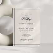 Minimal modern border ivory wedding invitation 招待状