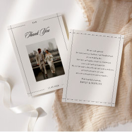 Minimal modern border photo wedding thank you card 招待状
