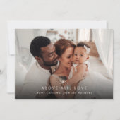 Minimal Modern Bow Above All Love Christmas Photo シーズンカード (正面)