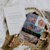 Minimal Modern Chic Photo Collage Baby Reveal Card 招待状