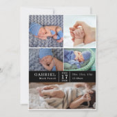 Minimal Modern Chic Photo Collage Baby Reveal Card 招待状 (正面)