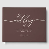 Minimal Modern Chocolate Brown Wedding Guest ゲストブック (正面)