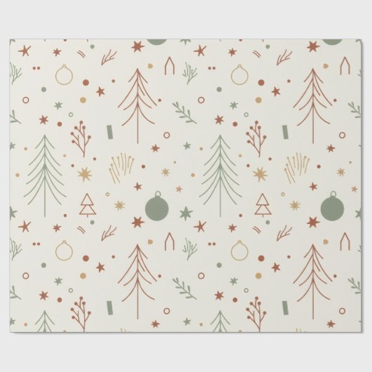 Minimal Modern Christmas Seamless Pattern – Chic H ラッピングペーパー (フラット)
