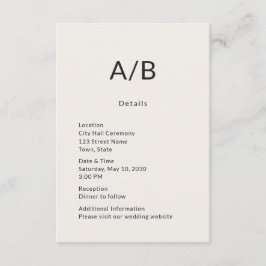 Minimal Modern City Hall Wedding Details Card エンクロージャーカード