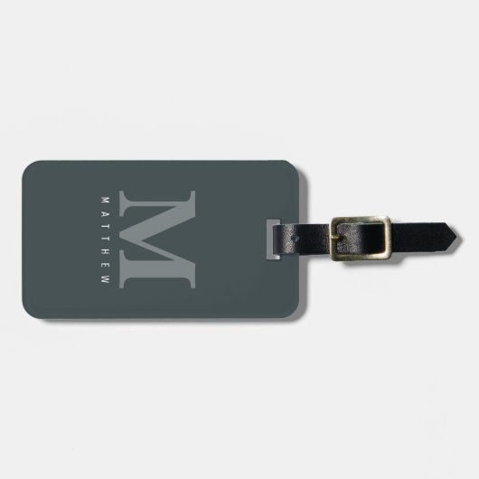 Minimal Modern Classic Monogrammed Green Custom ラゲッジタグ (正面横)