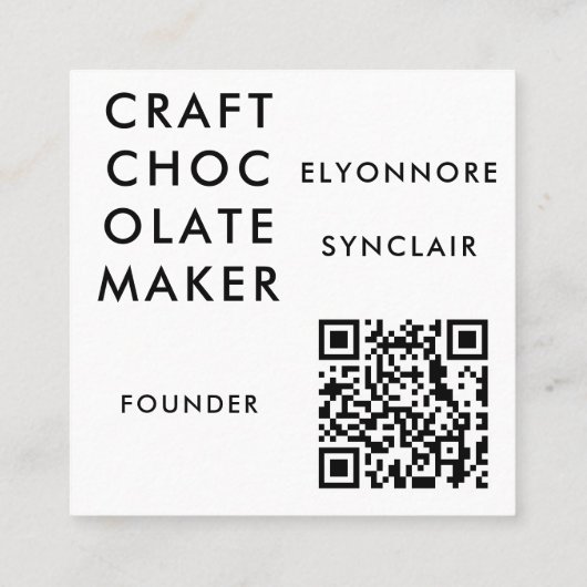 Minimal Modern Craft Chocolate Maker Qr Code スクエア名刺 (裏面)