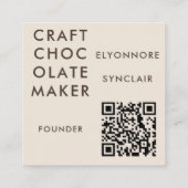 Minimal Modern Craft Chocolate Maker Qr Code スクエア名刺 (裏面)