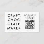 Minimal Modern Craft Chocolate Maker Qr Code 名刺 (裏面)