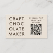 Minimal Modern Craft Chocolate Maker Qr Code 名刺 (裏面)