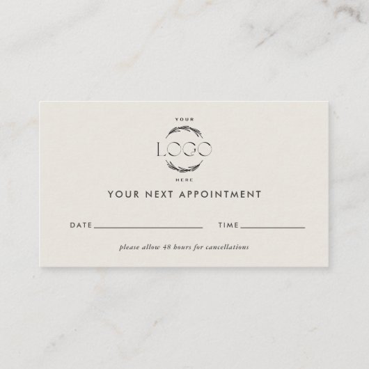 Minimal Modern cream scrip matching Appointment 名刺 (裏面)