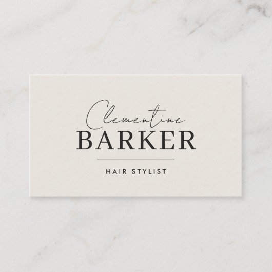 Minimal Modern cream scrip matching Appointment 名刺 (正面)