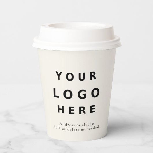 Minimal Modern Custom Logo Business – Ivory Beige 紙コップ (裏面)