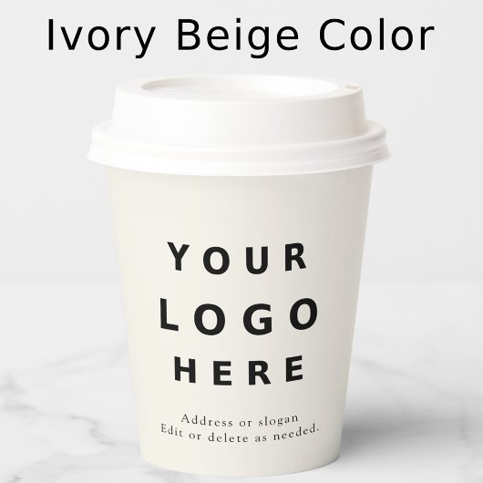 Minimal Modern Custom Logo Business – Ivory Beige 紙コップ
