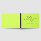 Minimal Modern Cyber Lime Jet Black Wedding Guest ゲストブック (全面)
