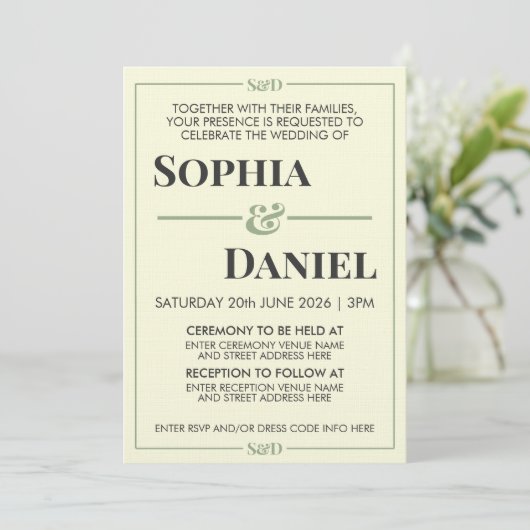 Minimal Modern Editable Wedding 招待状 (スタンド正面)