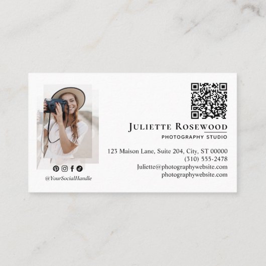 Minimal Modern Elegant Photographer Photo Gallery 名刺 (裏面)