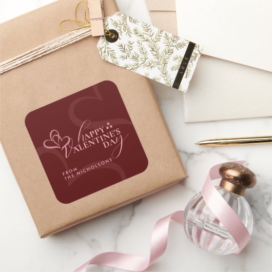 Minimal Modern Elegant Typography Valentine's Day スクエアシール (ギフト)