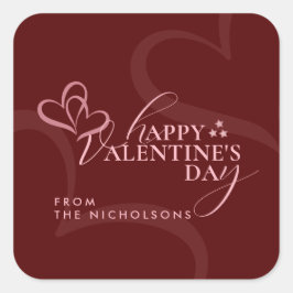 Minimal Modern Elegant Typography Valentine's Day スクエアシール