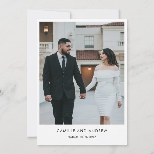 Minimal Modern Elegant Wedding Photo Invitation 招待状 (裏面)