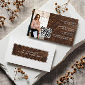 Minimal Modern Elegant Woodgrain Photo QR Code 名刺