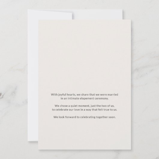 Minimal Modern Elopement Announcement Card 招待状 (裏面)