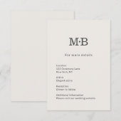 Minimal Modern Elopement Wedding Details Card エンクロージャーカード (正面/裏面)
