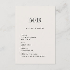 Minimal Modern Elopement Wedding Details Card エンクロージャーカード