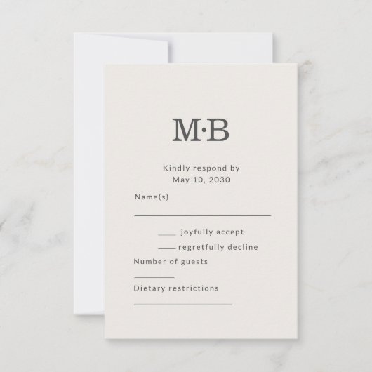 Minimal Modern Elopement Wedding RSVP Card (正面)