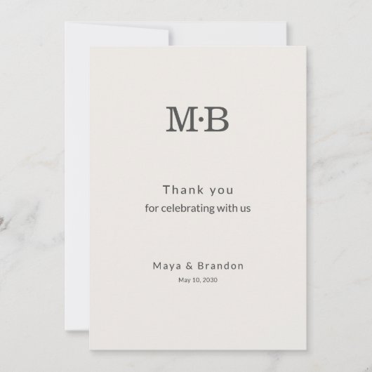 Minimal Modern Elopement Wedding Thank You Card サンキューカード (正面)