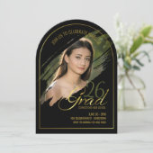 Minimal Modern Faux Gold Arch Photo Grad Party  招待状 (スタンド正面)