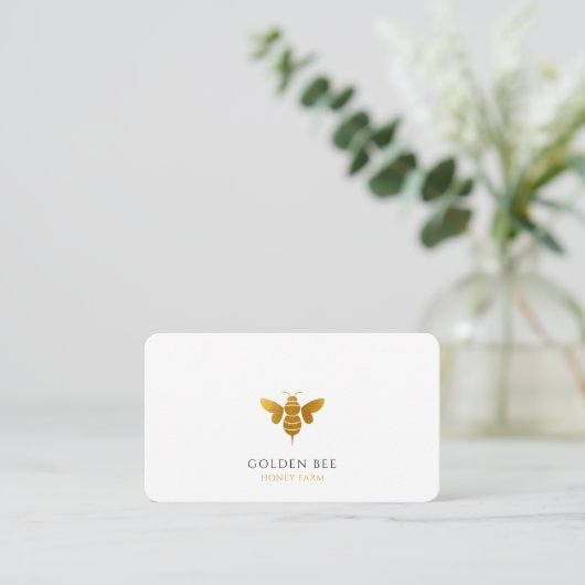 Minimal Modern Faux Gold Bee Honey Bee 名刺 (スタンド正面)