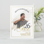 Minimal Modern Faux Gold Frame Photo Grad Party  招待状 (スタンド正面)