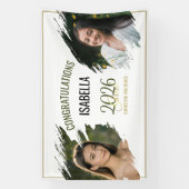 Minimal Modern Faux Gold Two Photo Grad Party  横断幕 (縦)