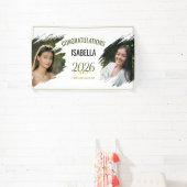 Minimal Modern Faux Gold Two Photo Grad Party  横断幕 (インサイチュ)