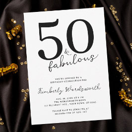 Minimal Modern Fifty and Fabulous 50th Birthday 招待状