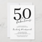 Minimal Modern Fifty and Fabulous 50th Birthday 招待状 (正面)