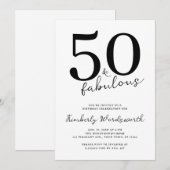 Minimal Modern Fifty and Fabulous 50th Birthday 招待状 (正面/裏面)