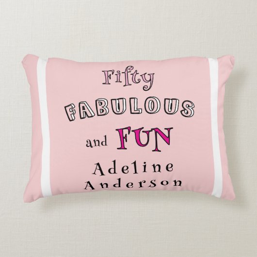 Minimal Modern Fifty Fabulous Fun Pink 50 Birthday アクセントクッション (正面)