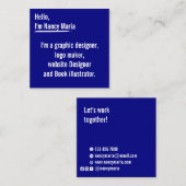 Minimal modern Graphic design Blue スクエア名刺 (正面/裏面)