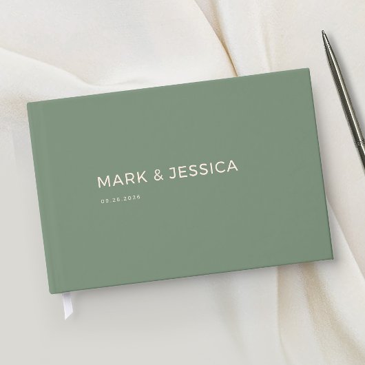 Minimal Modern Green Wedding Guest Book ゲストブック