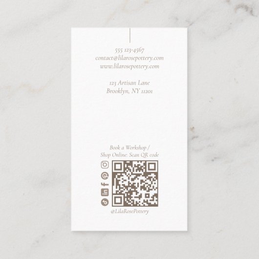 Minimal Modern hand Made Artistic Pottery Photo 名刺 (裏面)