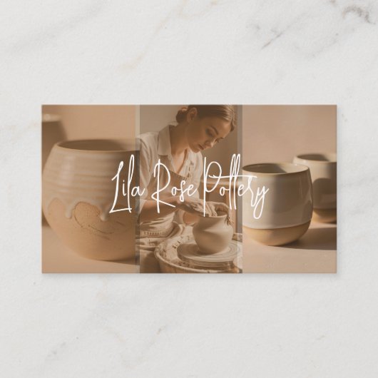 Minimal Modern hand Made Pottery Photo Collage 名刺 (正面)