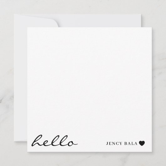 Minimal Modern Heart Clean White Design ノートカード (正面)