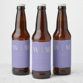 Minimal Modern Lavender Silver Drink Wedding ビールラベル (ボトル)