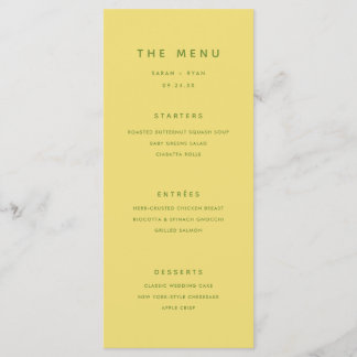 Minimal Modern Lemon Yellow Personalized Wedding メニュー