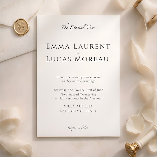 Minimal Modern Luxury Black & White Wedding Design 招待状