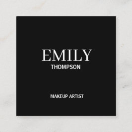 Minimal Modern Makeup Artist Black White  スクエア名刺