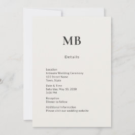 Minimal Modern Micro Wedding Details Card 招待状