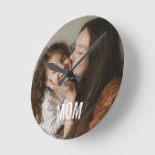 Minimal Modern Mom Established Photo White ラウンド壁時計 (傾斜)